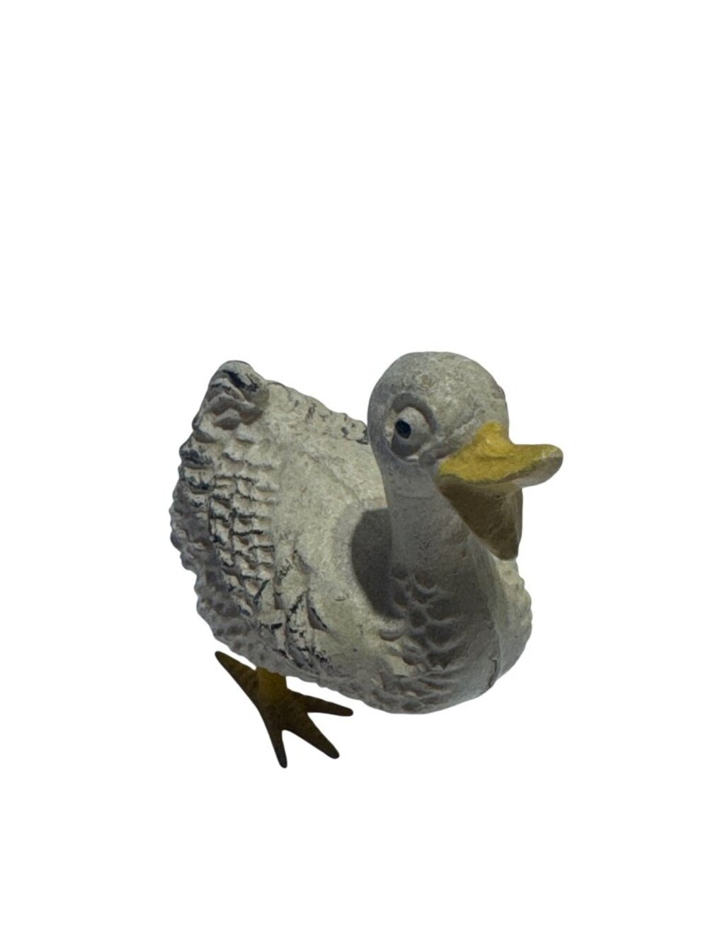 Vintage Handcrafted  Duck Figurine Detailed Textured Design Beige & Yellow